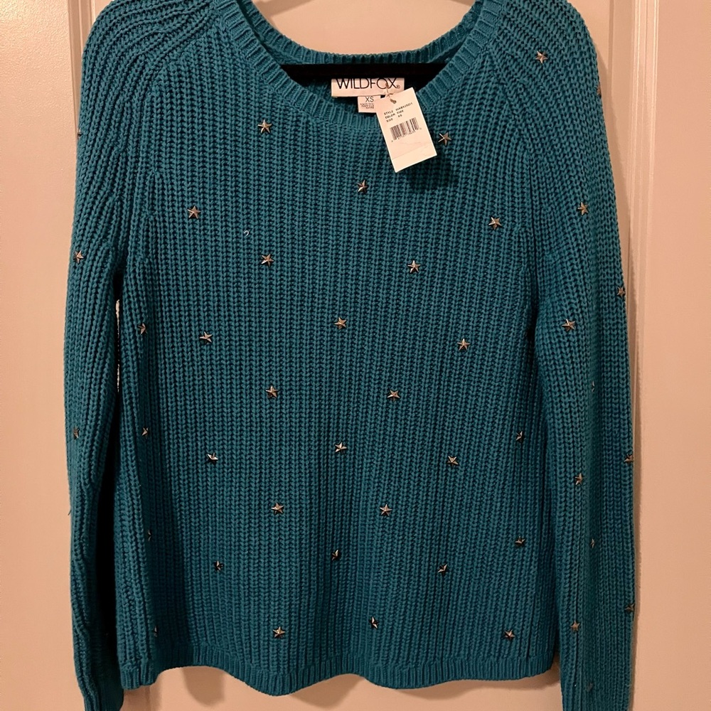 NWT Wildfox Star Studs Sweater Top Open Back XS